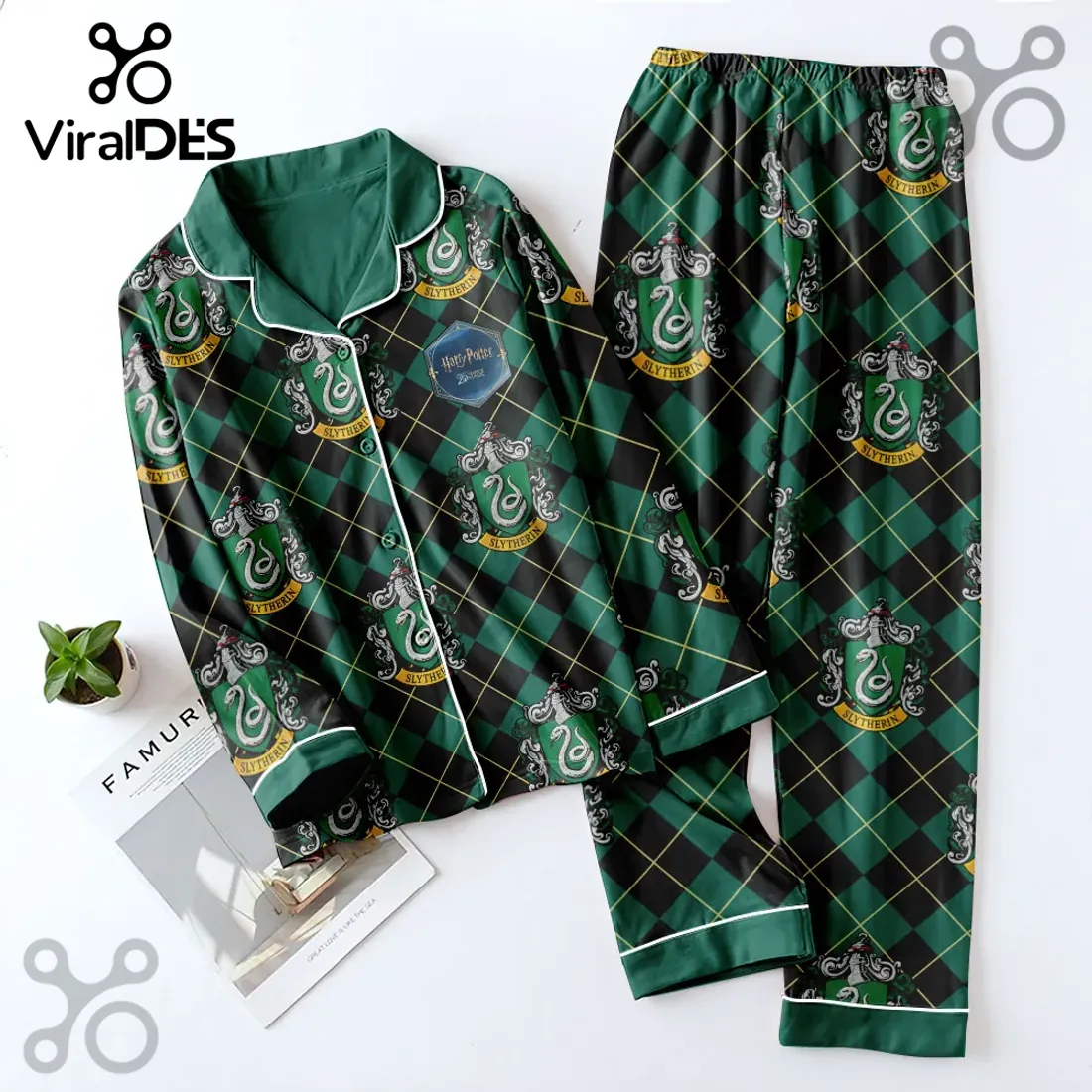 Harry Potter Slytherin Green Plaid Pajama Set Harry Potter Slytherin Green Plaid Pajama Set