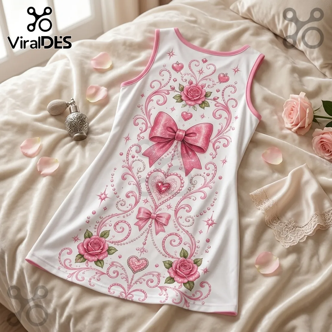 Hello Kitty Pink Rose Floral Sleeveless Tank Dress Hello Kitty Pink Rose Floral Sleeveless Tank Dress
