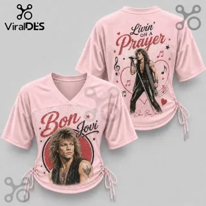 Bon Jovi Livin On A Prayer Pink Lace-Up Jersey Bon Jovi Livin On A Prayer Pink Lace-Up Jersey