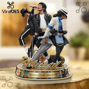 Michael Jackson King of Pop resin statue featuring four miniature figures in iconic poses on a decorative music base.