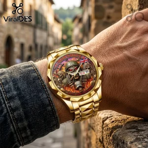 Iron Maiden 50th Anniversary Gold Tone Analog Watch