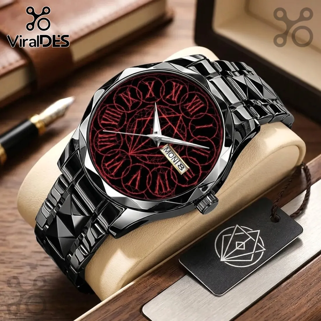 In Flames Black Alloy Roman Numeral Quartz Watch In Flames Black Alloy Roman Numeral Quartz Watch