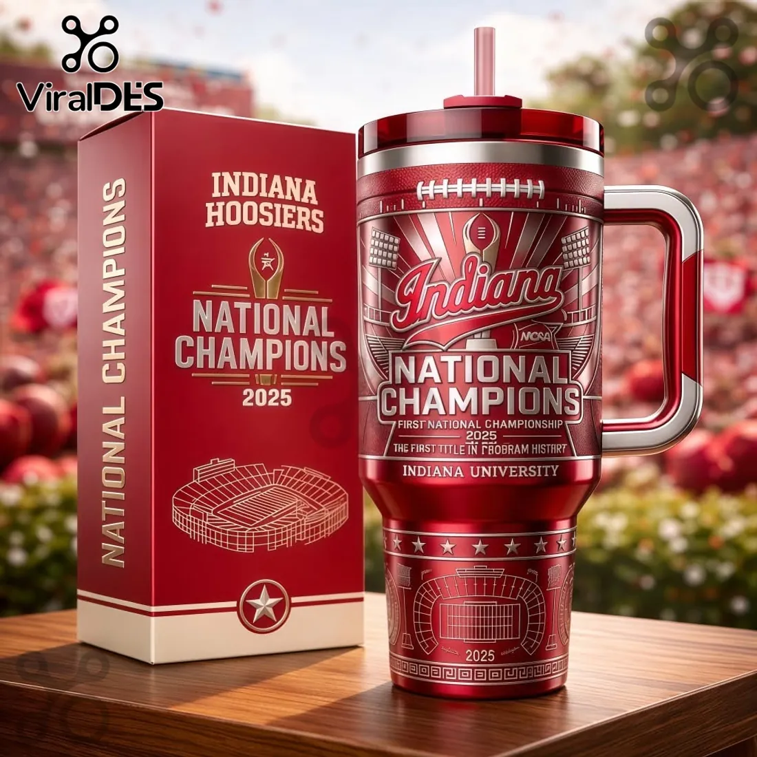 Indiana Hoosiers 2025 National Champions Red Stainless Steel Tumbler Indiana Hoosiers 2025 National Champions Red Stainless Steel Tumbler