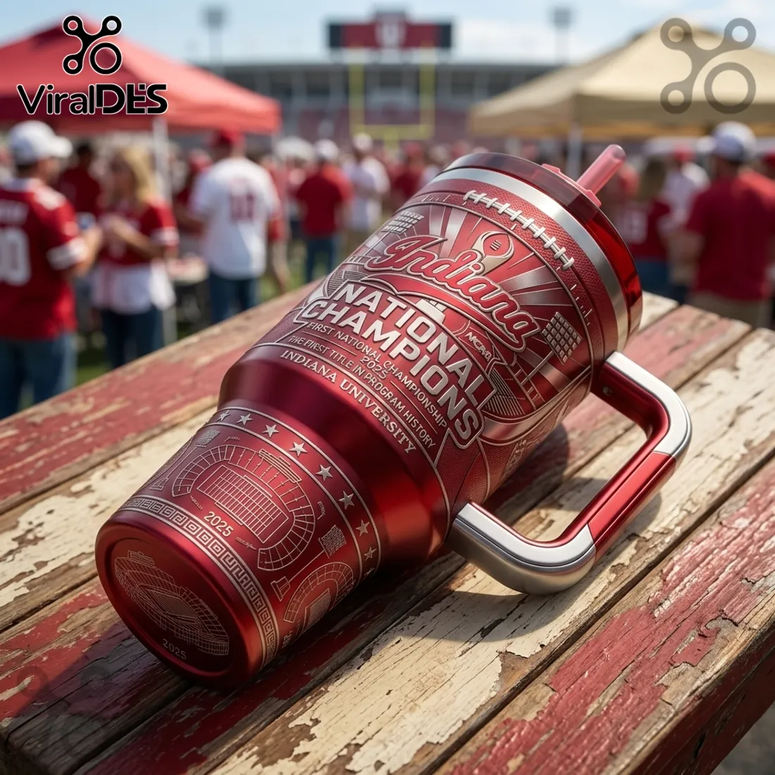 Indiana Hoosiers 2025 National Champions Red Stainless Steel Tumbler Indiana Hoosiers 2025 National Champions Red Stainless Steel Tumbler
