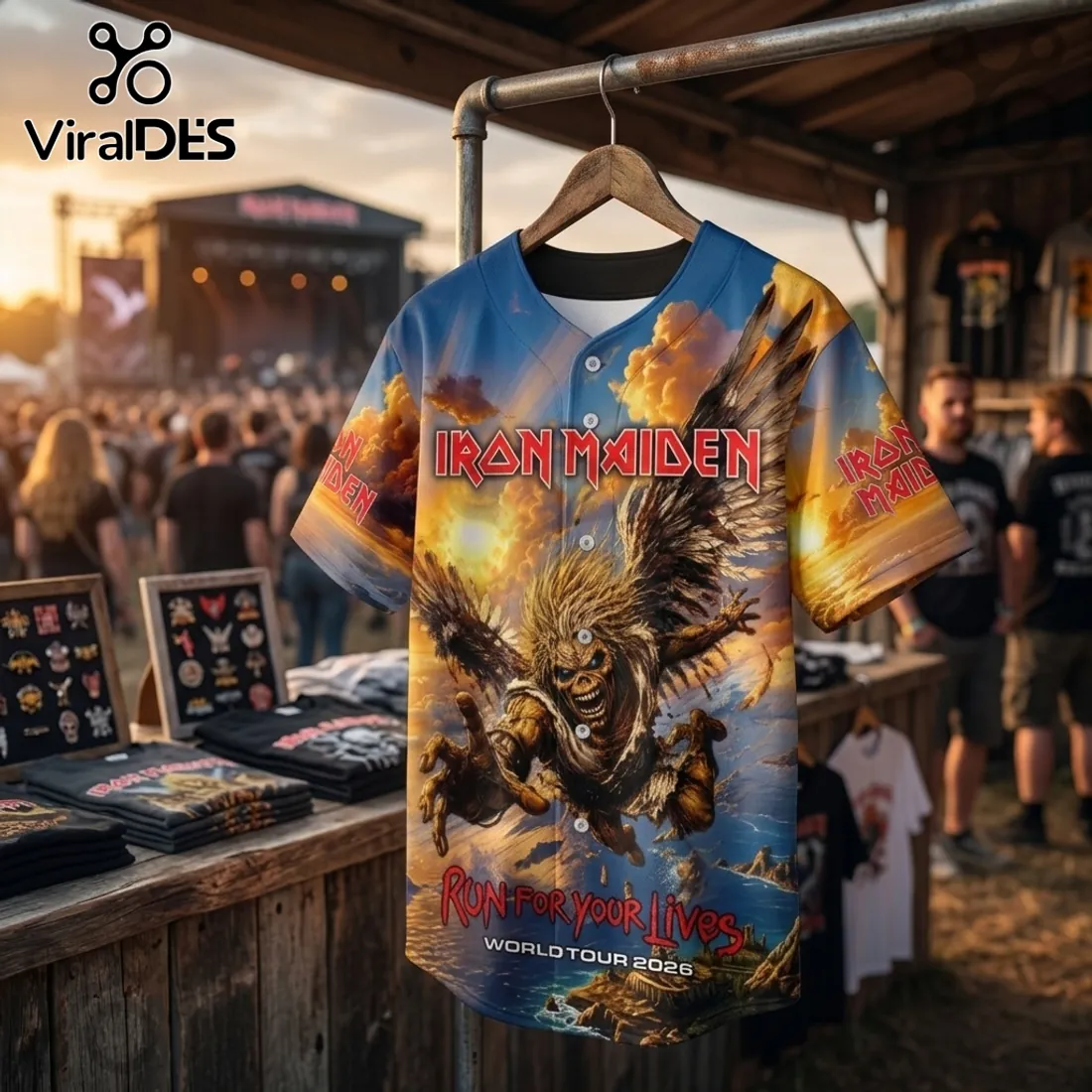 Iron Maiden 2026 Run For Your Lives World Tour Baseball Jersey Iron Maiden 2026 Run For Your Lives World Tour Baseball Jersey