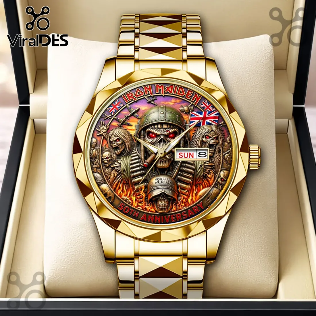 Iron Maiden 50th Anniversary Gold Tone Analog Watch Iron Maiden 50th Anniversary Gold Tone Analog Watch