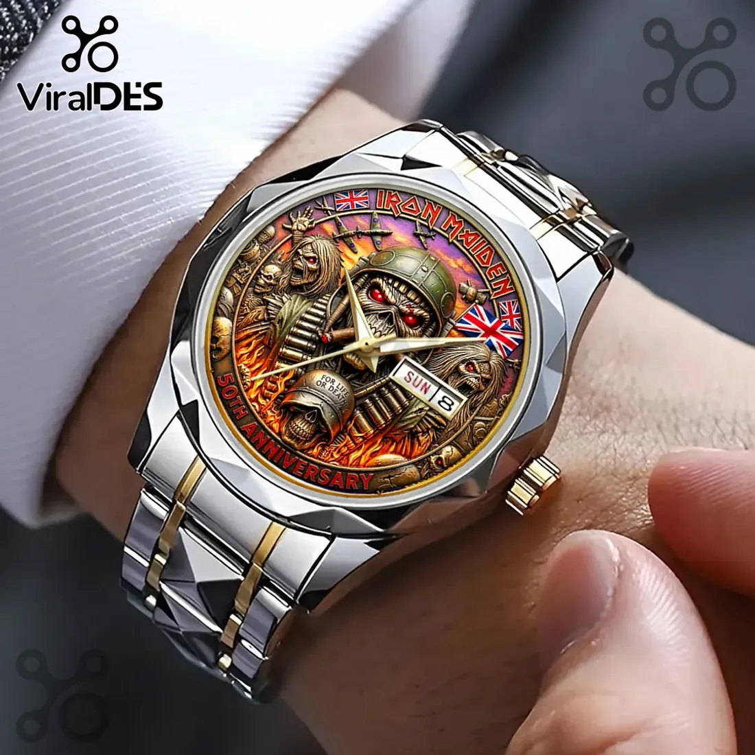 Iron Maiden 50th Anniversary Gold Tone Analog Watch Iron Maiden 50th Anniversary Gold Tone Analog Watch