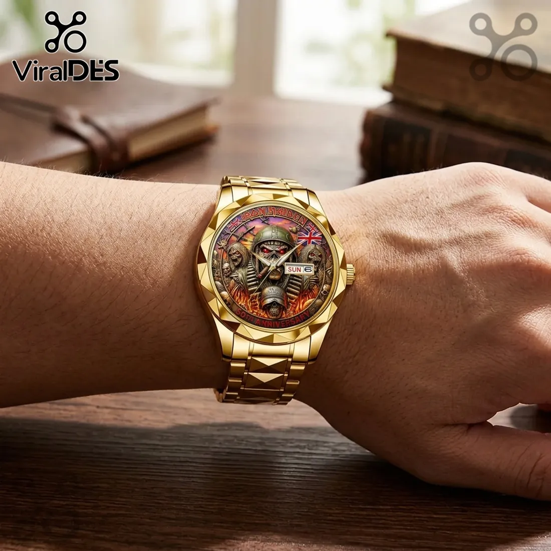 Iron Maiden 50th Anniversary Gold Tone Analog Watch Iron Maiden 50th Anniversary Gold Tone Analog Watch