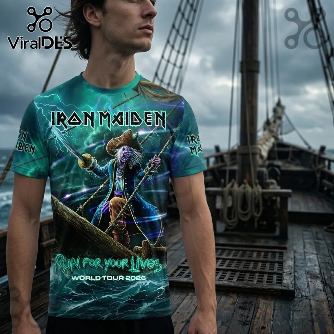 Iron Maiden Eddie Pirate 2026 World Tour T-Shirt Iron Maiden Eddie Pirate 2026 World Tour T-Shirt