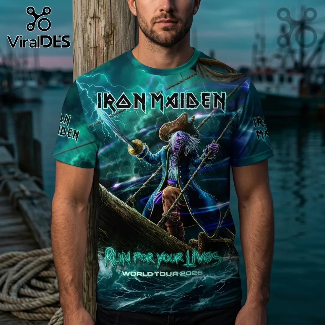 Iron Maiden Eddie Pirate 2026 World Tour T-Shirt Iron Maiden Eddie Pirate 2026 World Tour T-Shirt