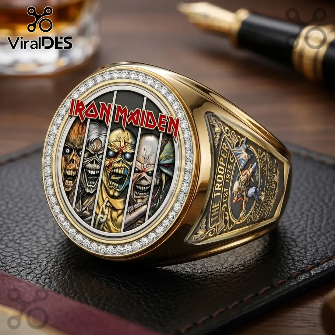 Iron Maiden Eddie Signature Gold Plated Ring Iron Maiden Eddie Signature Gold Plated Ring