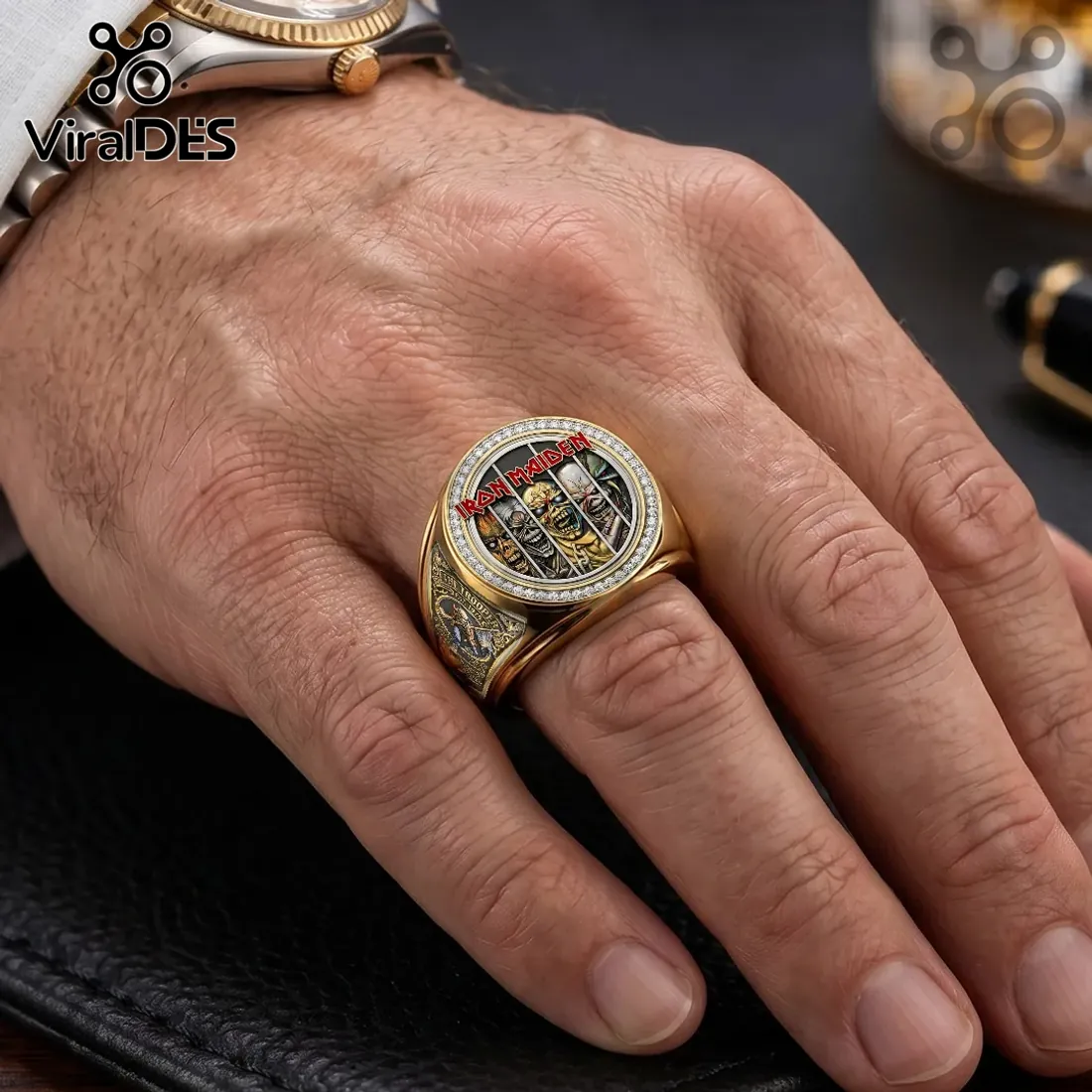 Iron Maiden Eddie Signature Gold Plated Ring Iron Maiden Eddie Signature Gold Plated Ring