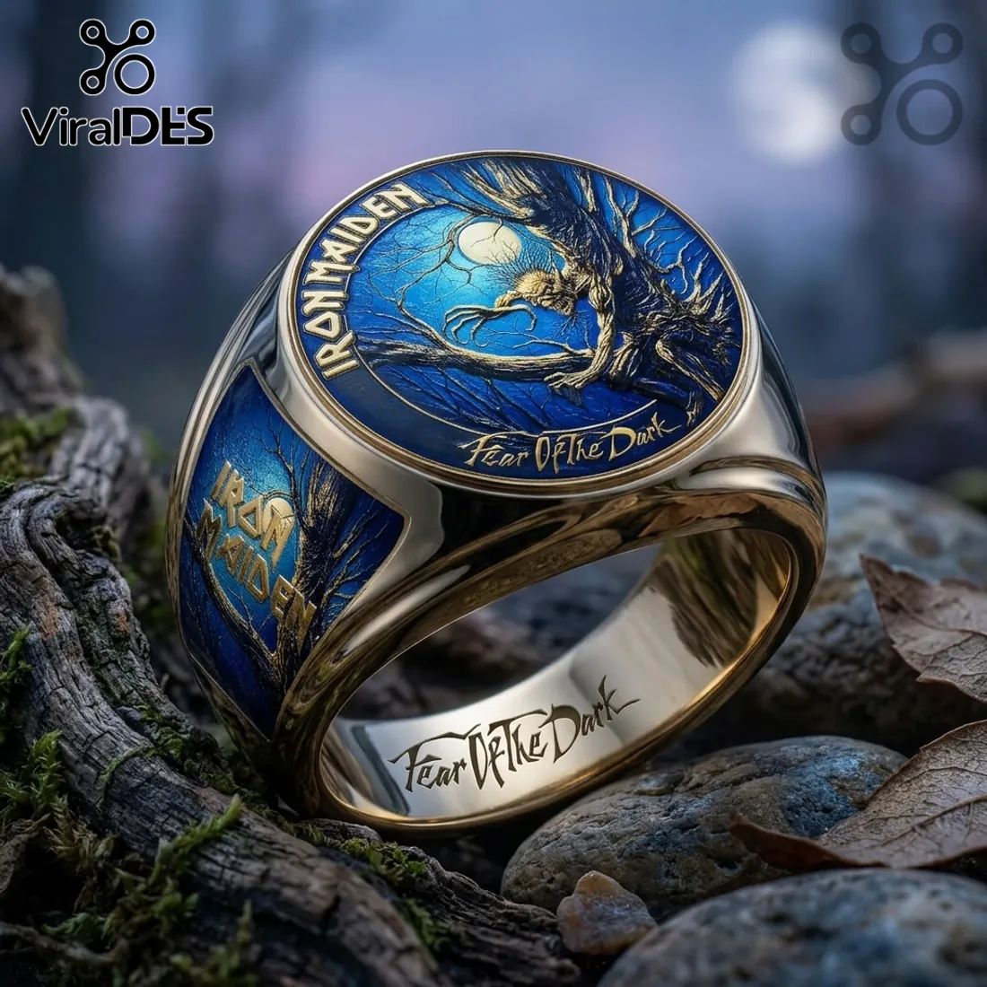 Iron Maiden Fear of the Dark Engraved Gold Ring Iron Maiden Fear of the Dark Engraved Gold Ring