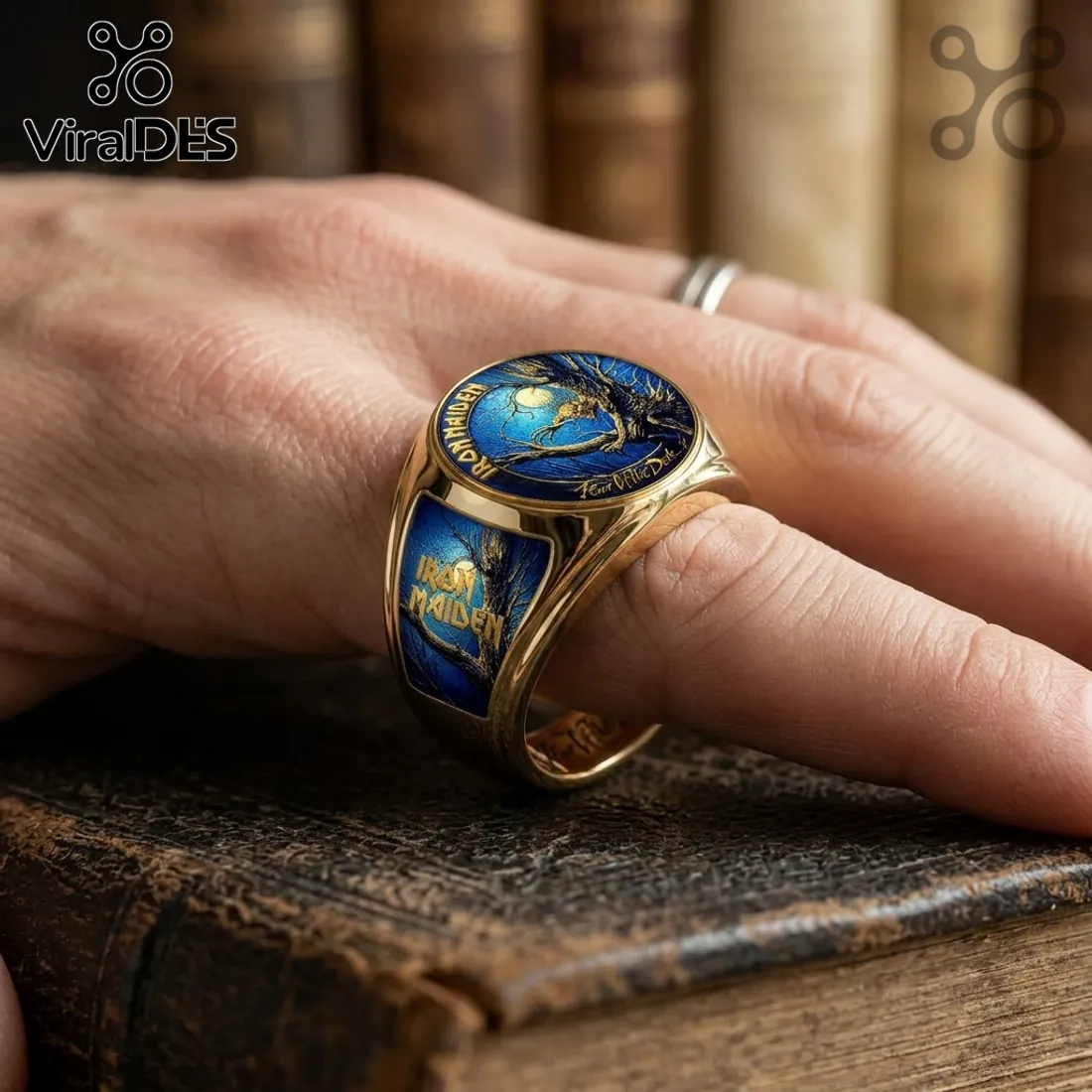Iron Maiden Fear of the Dark Engraved Gold Ring Iron Maiden Fear of the Dark Engraved Gold Ring