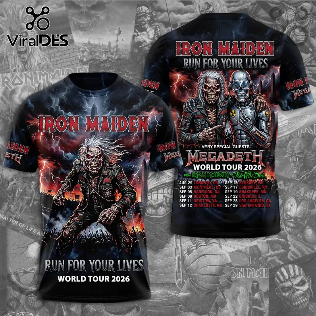 Iron Maiden Megadeth Run For Your Lives 2026 Tour T-Shirt Iron Maiden Megadeth Run For Your Lives 2026 Tour T-Shirt