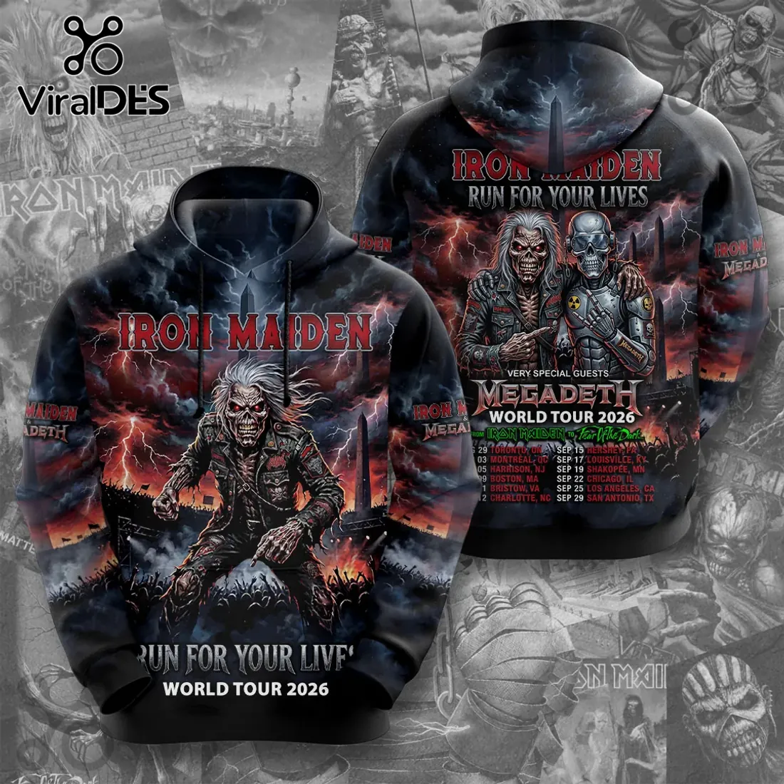 Iron Maiden Megadeth Run For Your Lives 2026 Tour T-Shirt Iron Maiden Megadeth Run For Your Lives 2026 Tour T-Shirt