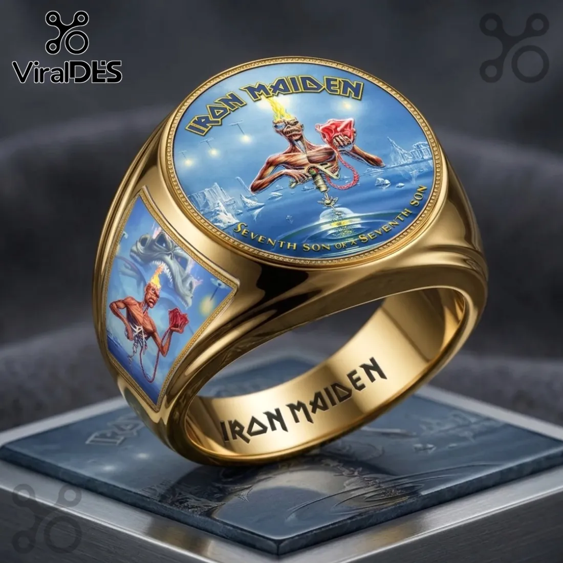 Iron Maiden Seventh Son of a Seventh Son Gold Engraved Ring Iron Maiden Seventh Son of a Seventh Son Gold Engraved Ring