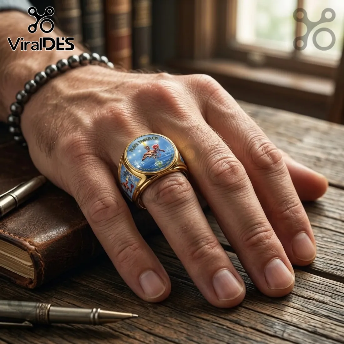 Iron Maiden Seventh Son of a Seventh Son Gold Engraved Ring Iron Maiden Seventh Son of a Seventh Son Gold Engraved Ring