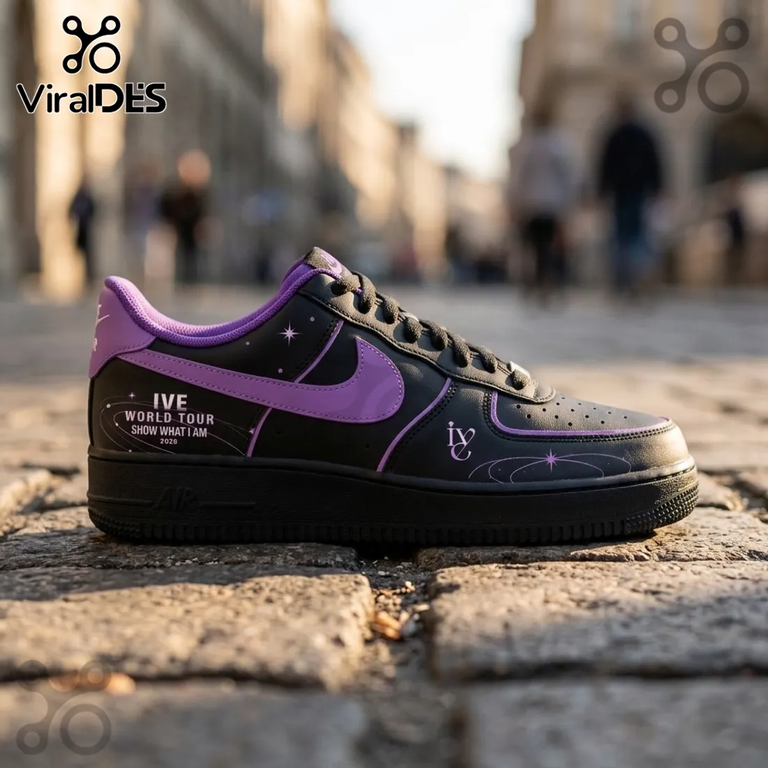 IVE Show What I Am Black Purple Custom Air Force 1 Shoes IVE Show What I Am Black Purple Custom Air Force 1 Shoes