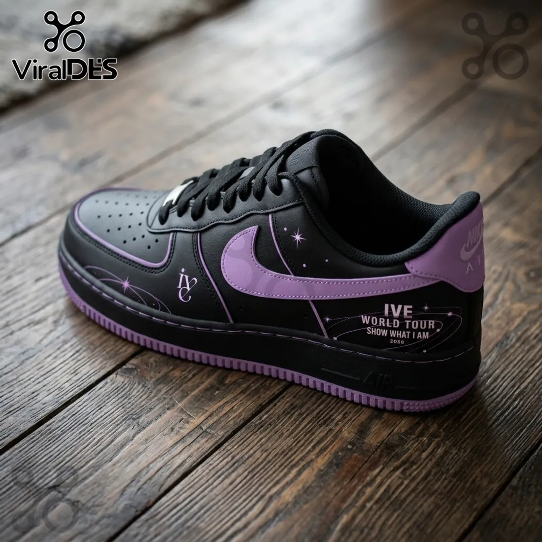 IVE Show What I Am Black Purple Custom Air Force 1 Shoes IVE Show What I Am Black Purple Custom Air Force 1 Shoes