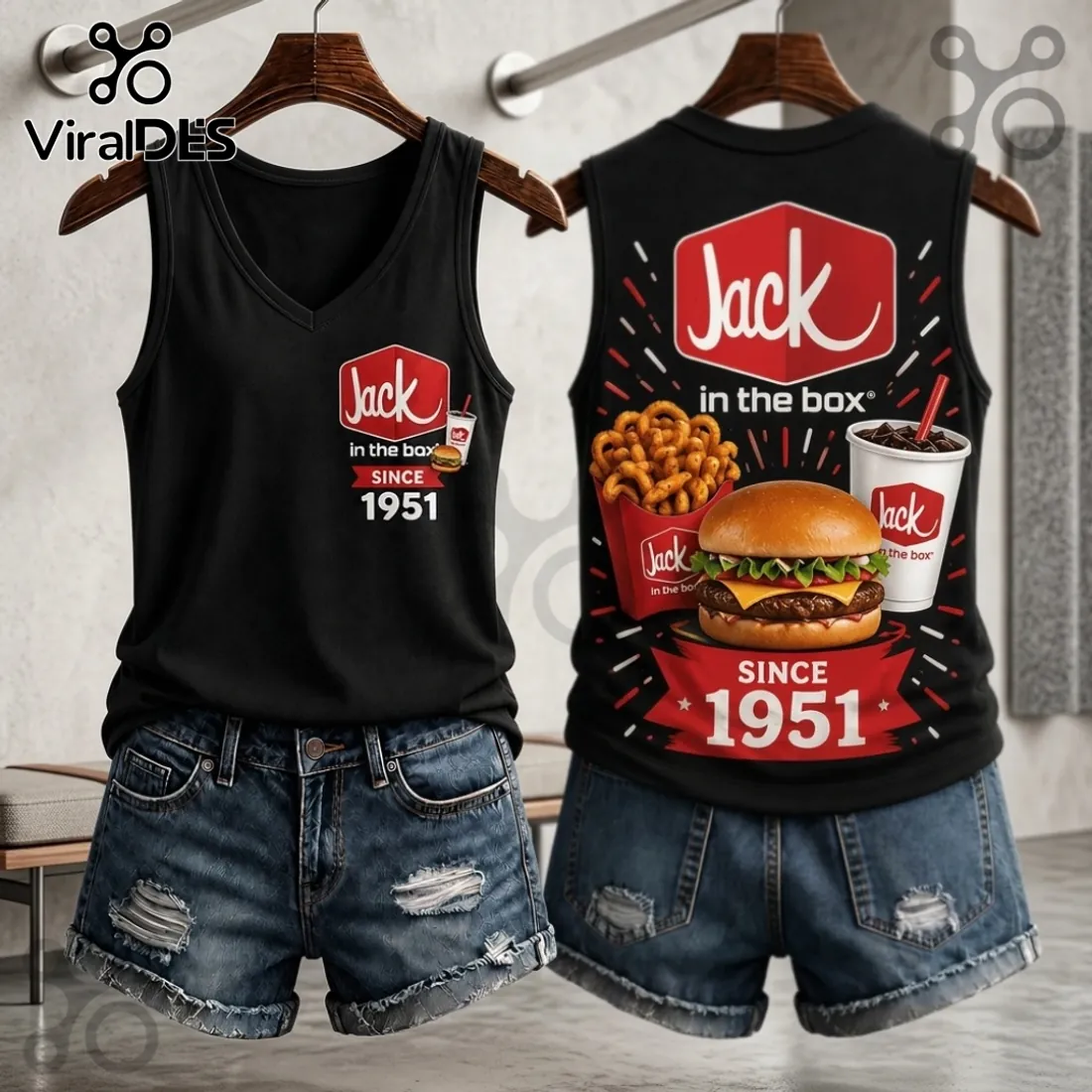 Jack in the Box Retro 1951 Logo V-Neck Tank Top Jack in the Box Retro 1951 Logo V-Neck Tank Top