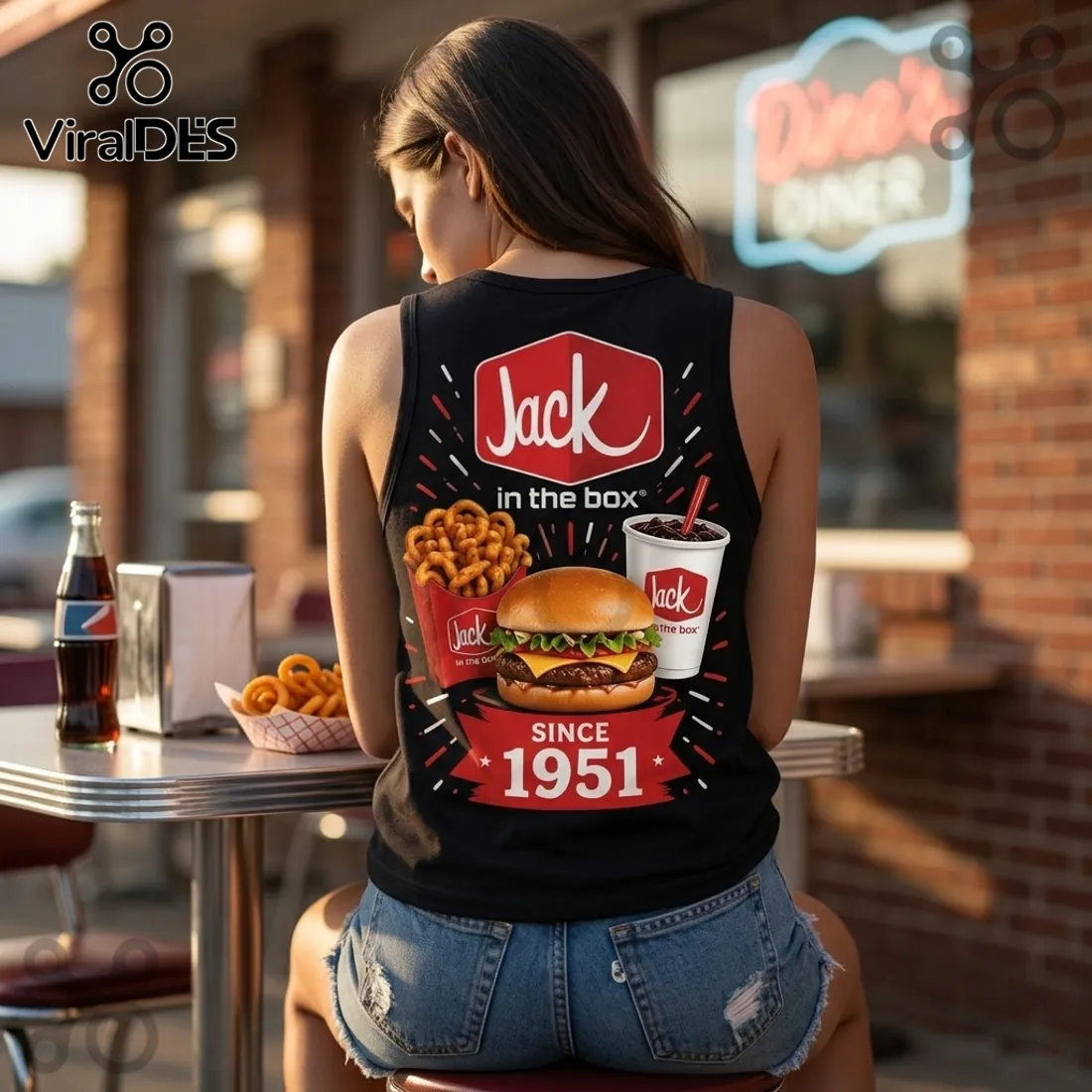 Jack in the Box Retro 1951 Logo V-Neck Tank Top Jack in the Box Retro 1951 Logo V-Neck Tank Top