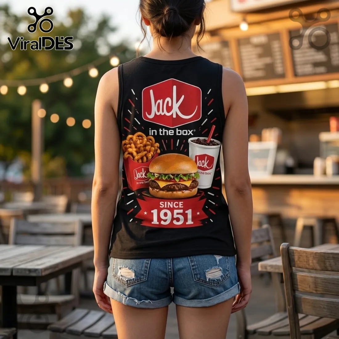 Jack in the Box Retro 1951 Logo V-Neck Tank Top Jack in the Box Retro 1951 Logo V-Neck Tank Top