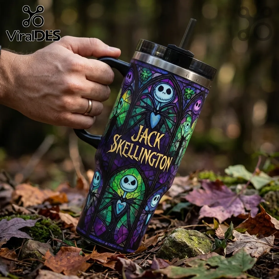 Jack Skellington Stained Glass 40oz Stainless Steel Tumbler Jack Skellington Stained Glass 40oz Stainless Steel Tumbler