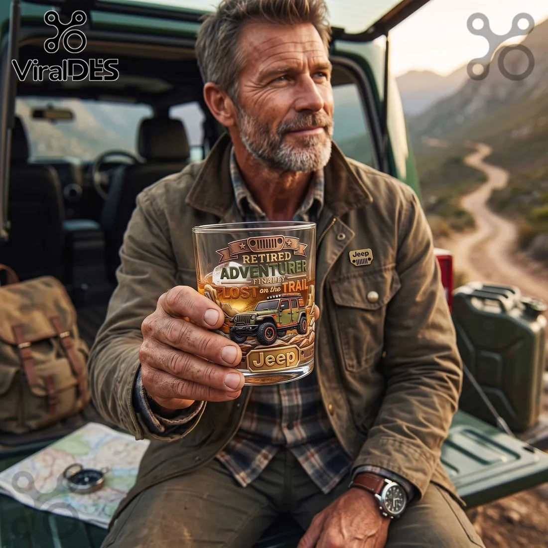 Jeep Retired Adventurer Embossed Whiskey Glass 2026 Jeep Retired Adventurer Embossed Whiskey Glass 2026