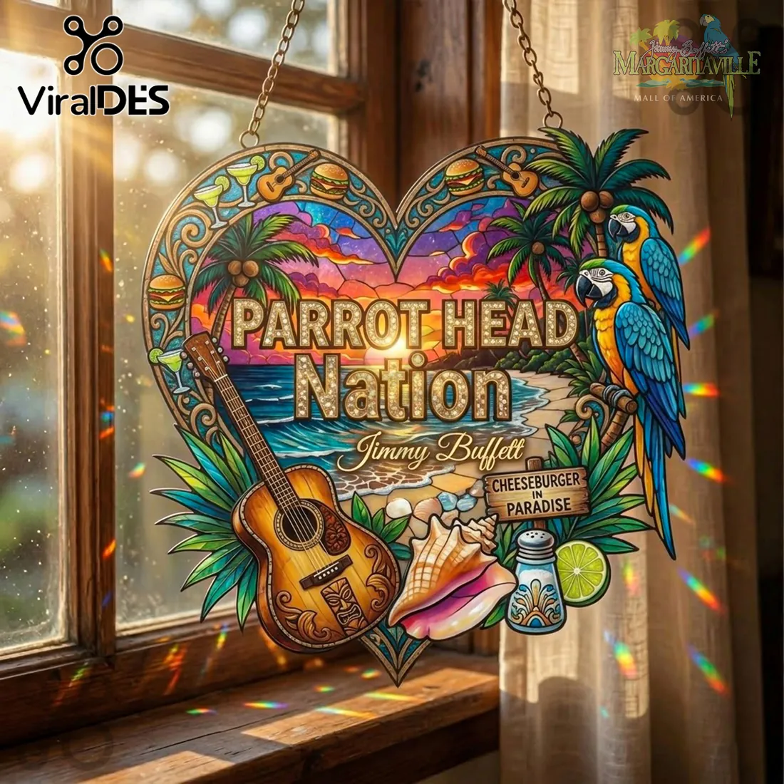 Jimmy Buffett Parrot Head Nation Acrylic Suncatcher Jimmy Buffett Parrot Head Nation Acrylic Suncatcher