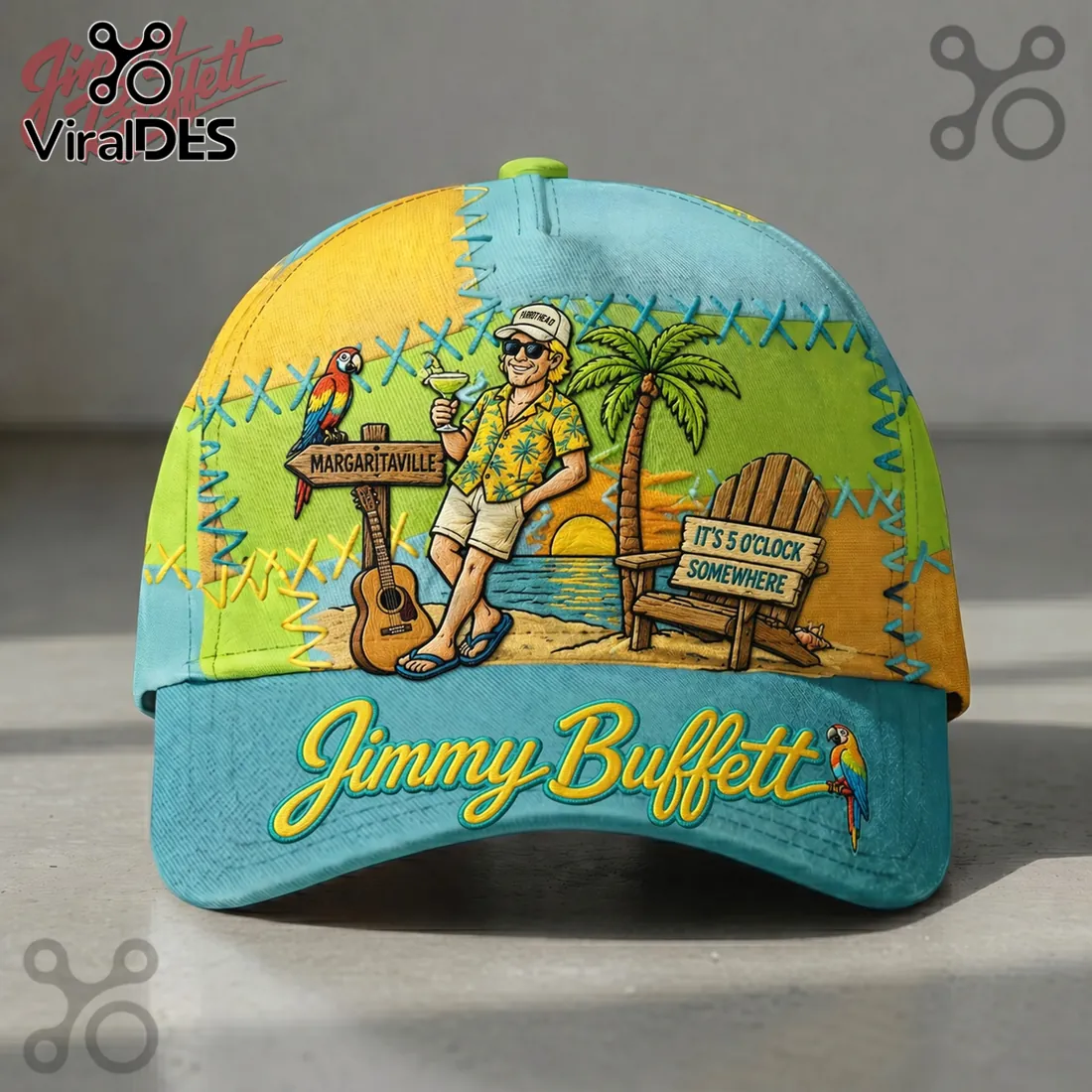 Jimmy Buffett Parrothead Tropical Baseball Cap Jimmy Buffett Parrothead Tropical Baseball Cap