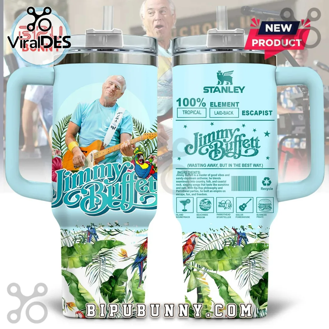 Jimmy Buffett Tropical 40oz Handle Tumbler Jimmy Buffett Tropical 40oz Handle Tumbler