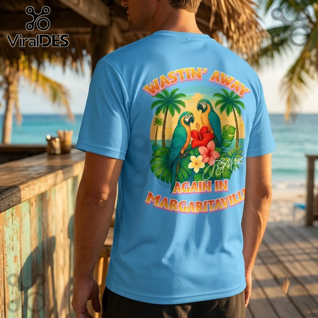 Jimmy Buffett Wastin Away Margaritaville Blue T-Shirt Jimmy Buffett Wastin Away Margaritaville Blue T-Shirt