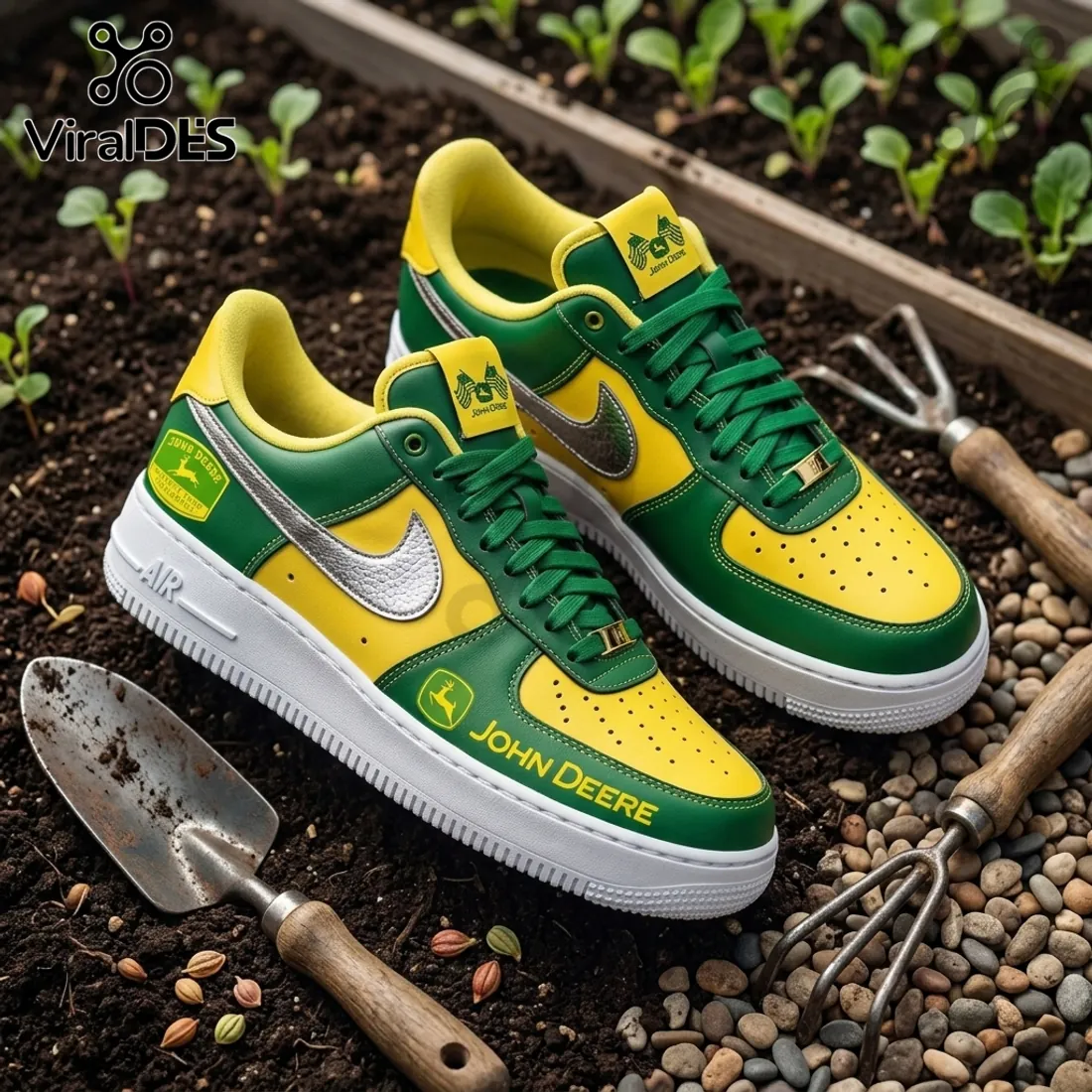 John Deere Yellow and Green Custom Air Force 1 Sneakers John Deere Yellow and Green Custom Air Force 1 Sneakers
