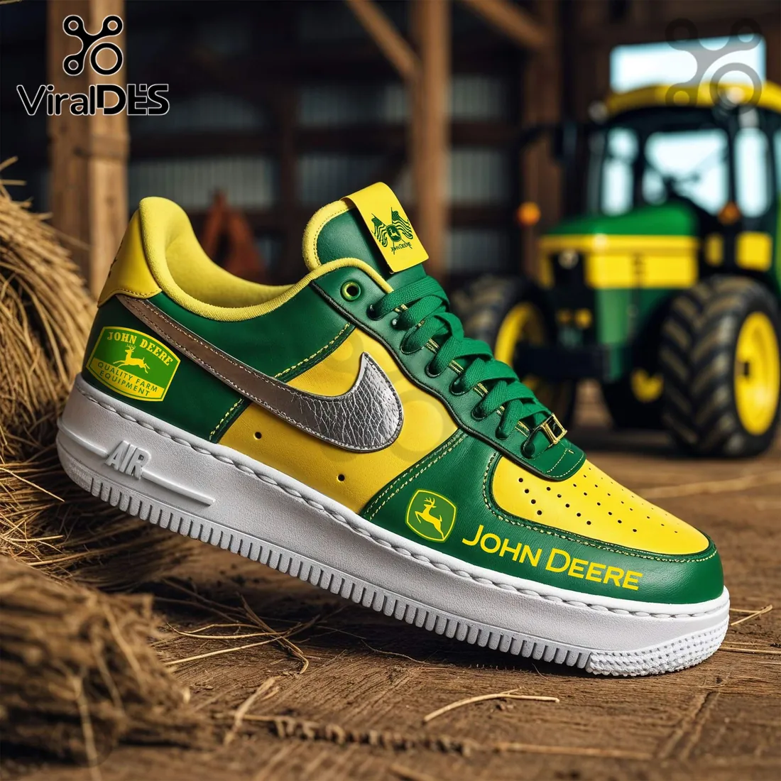 John Deere Yellow and Green Custom Air Force 1 Sneakers John Deere Yellow and Green Custom Air Force 1 Sneakers