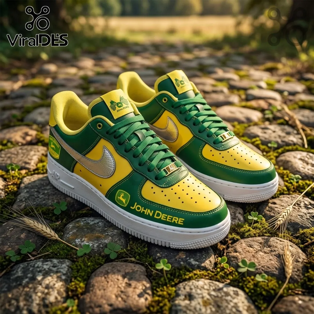 John Deere Yellow and Green Custom Air Force 1 Sneakers John Deere Yellow and Green Custom Air Force 1 Sneakers