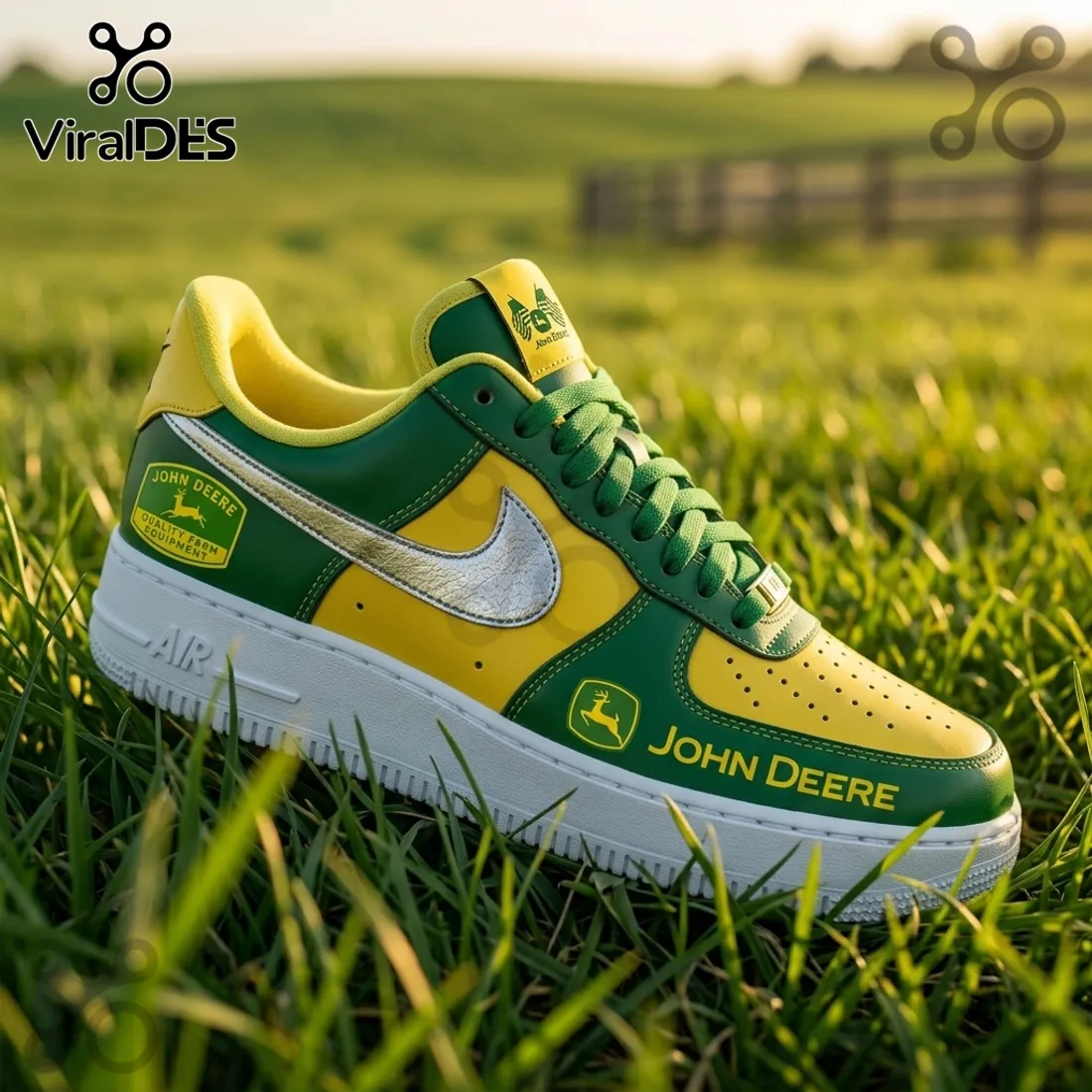 John Deere Yellow and Green Custom Air Force 1 Sneakers John Deere Yellow and Green Custom Air Force 1 Sneakers