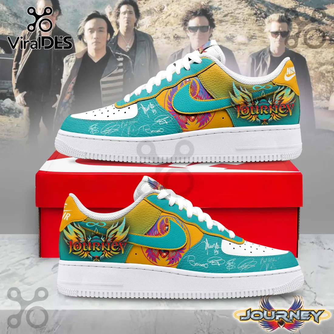 Journey Music Band Custom Air Force 1 Sneaker Journey Music Band Custom Air Force 1 Sneaker
