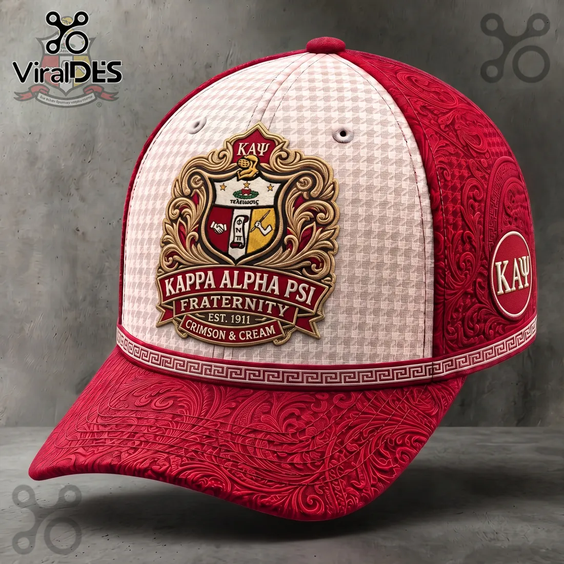 Kappa Alpha Psi Crimson Cream Crest Embroidered Cap Kappa Alpha Psi Crimson Cream Crest Embroidered Cap