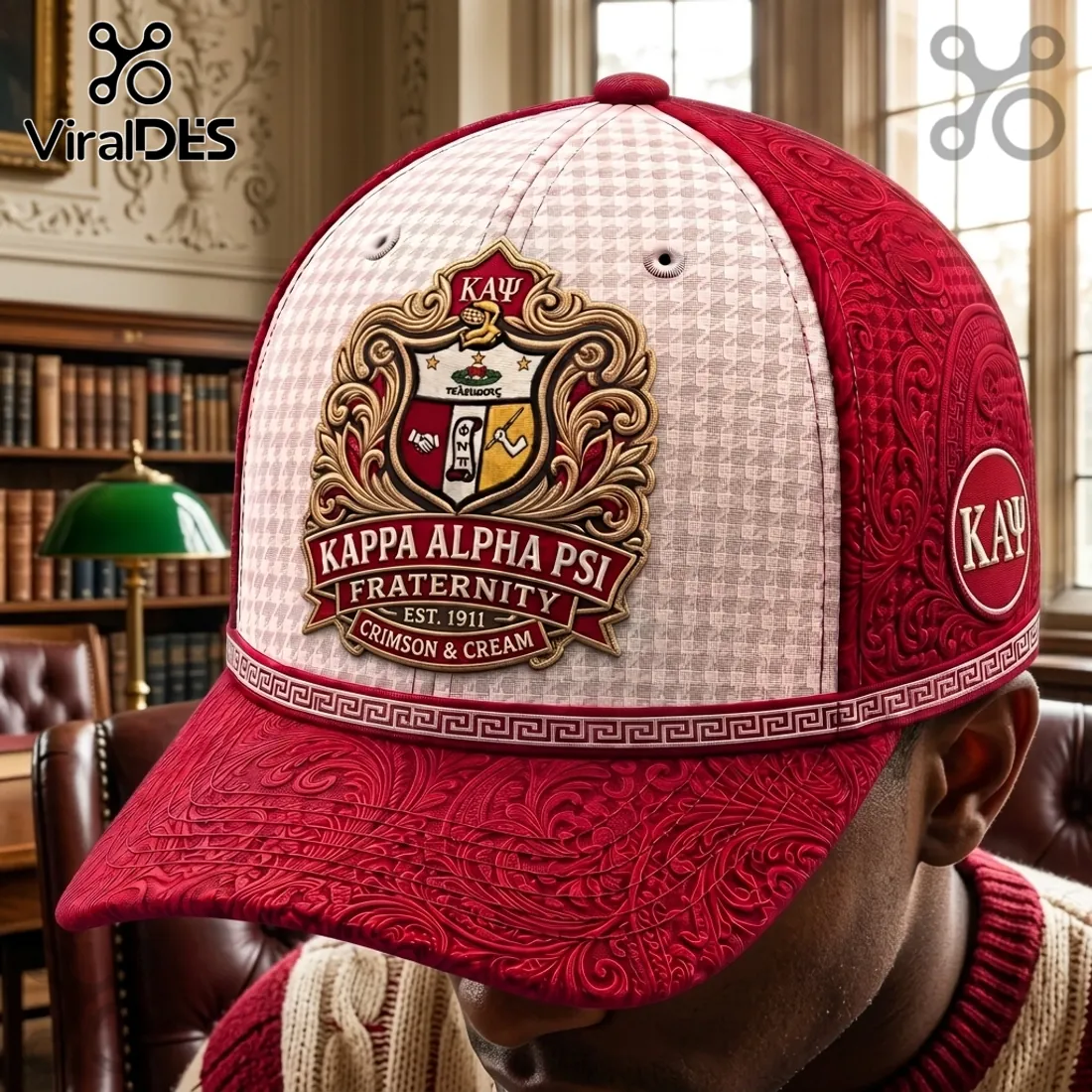 Kappa Alpha Psi Crimson Cream Crest Embroidered Cap Kappa Alpha Psi Crimson Cream Crest Embroidered Cap