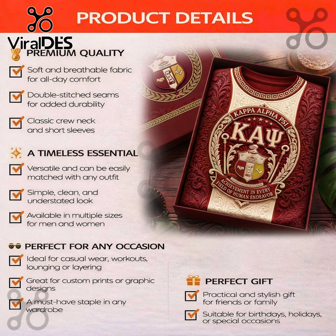 Kappa Alpha Psi Crimson Embossed Crest T-Shirt Kappa Alpha Psi Crimson Embossed Crest T-Shirt