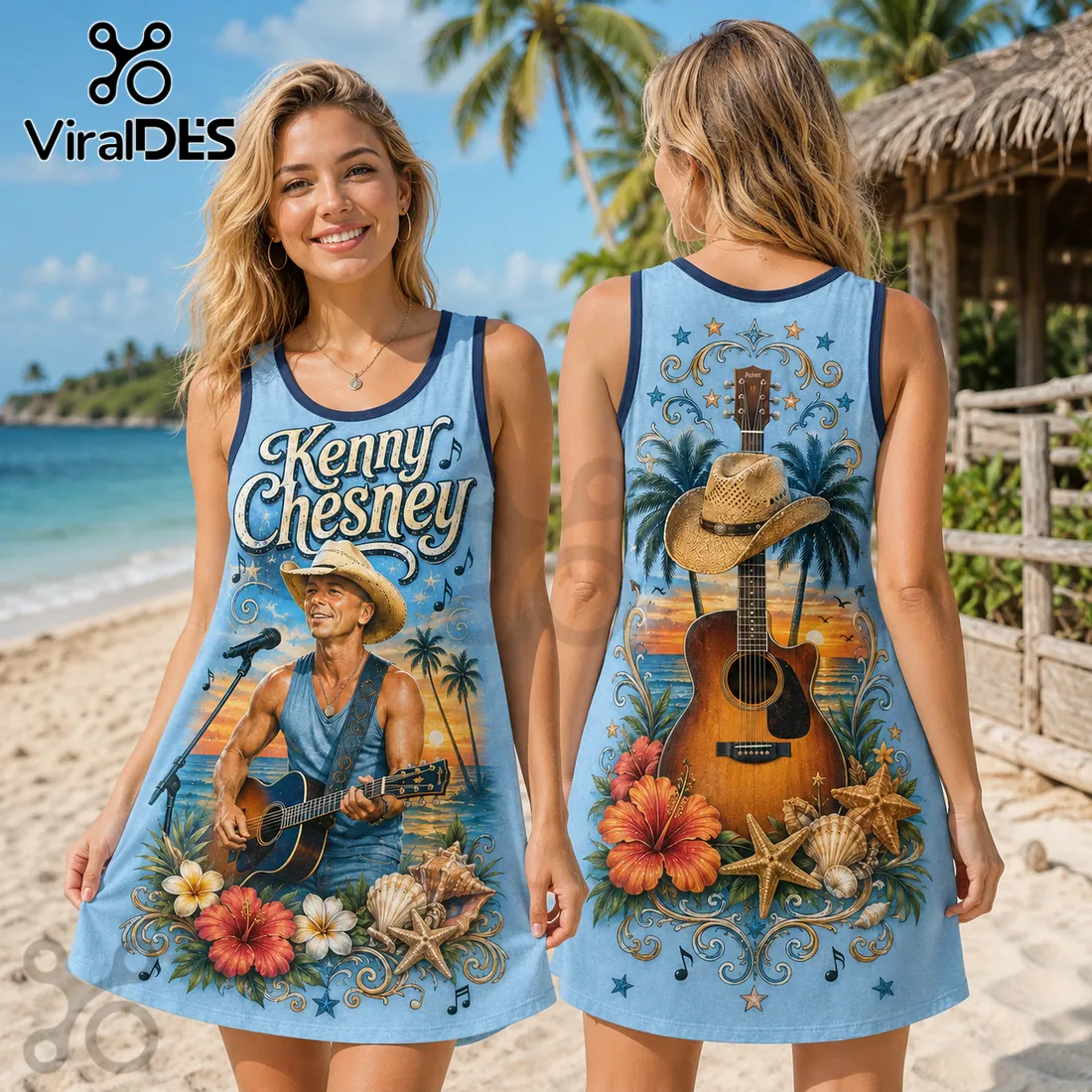 Kenny Chesney Blue Sleeveless Summer Dress Kenny Chesney Blue Sleeveless Summer Dress