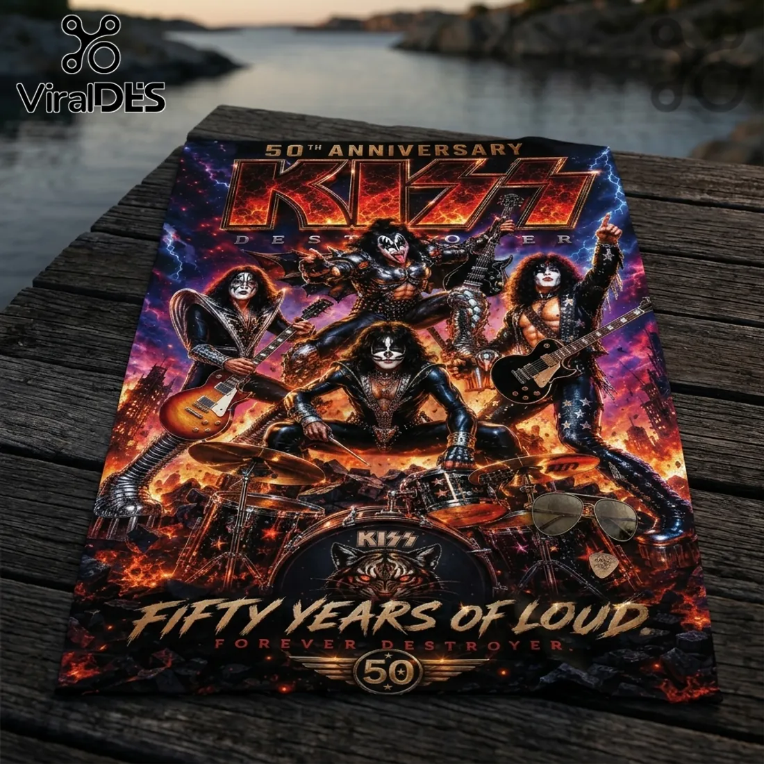 KISS Destroyer 50th Anniversary Rectangular Beach Towel KISS Destroyer 50th Anniversary Rectangular Beach Towel