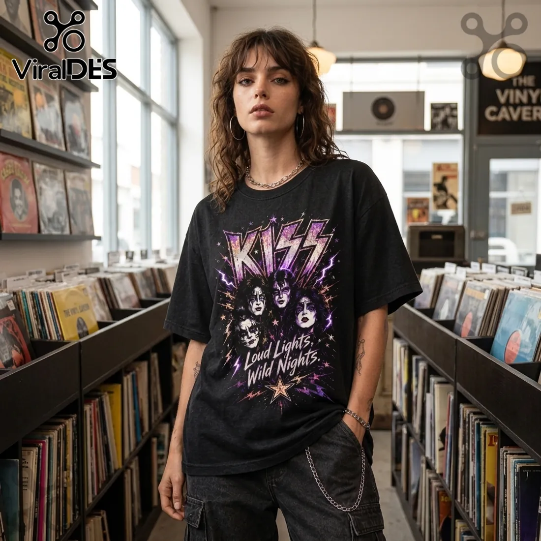 KISS Loud Lights Wild Nights Black T-Shirt KISS Loud Lights Wild Nights Black T-Shirt