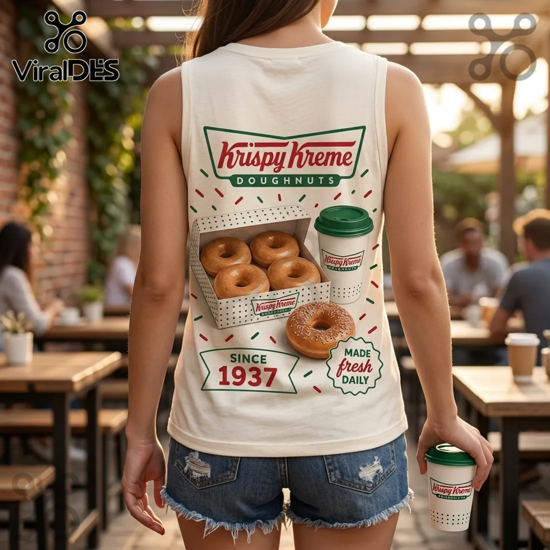 Krispy Kreme 1937 Coffee and Donut V-Neck Tank Top Krispy Kreme 1937 Coffee and Donut V-Neck Tank Top