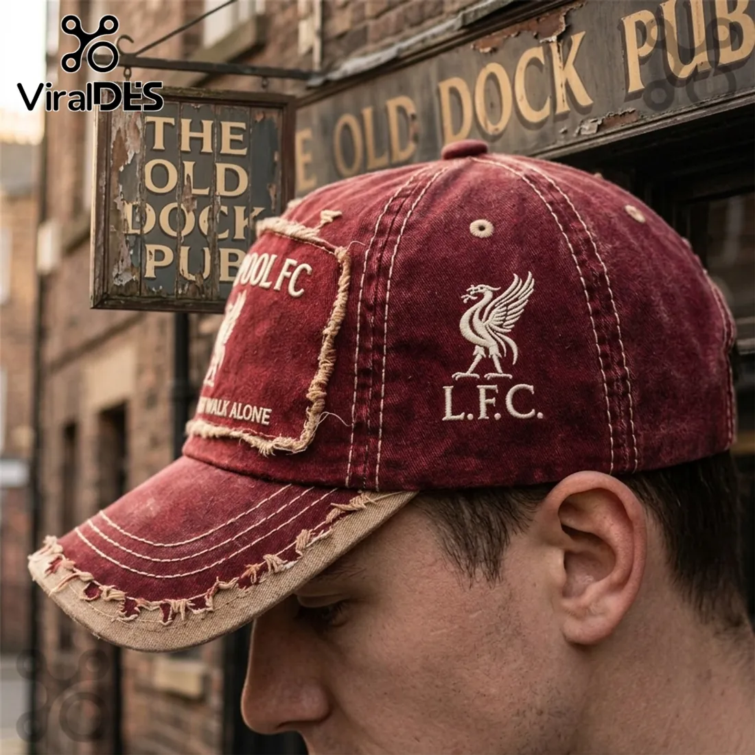 Liverpool FC Vintage Distressed Maroon Baseball Cap Liverpool FC Vintage Distressed Maroon Baseball Cap