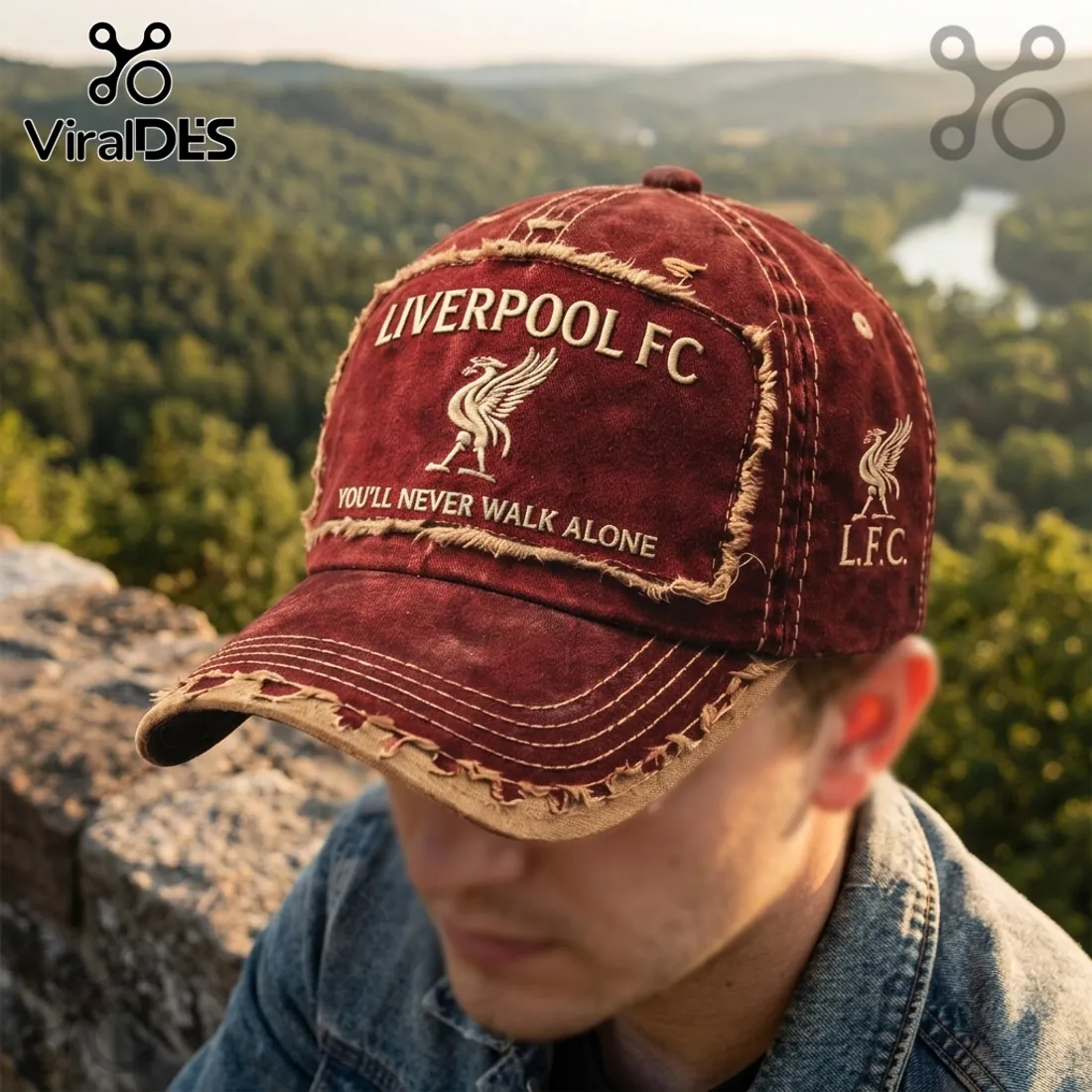 Liverpool FC Vintage Distressed Maroon Baseball Cap Liverpool FC Vintage Distressed Maroon Baseball Cap