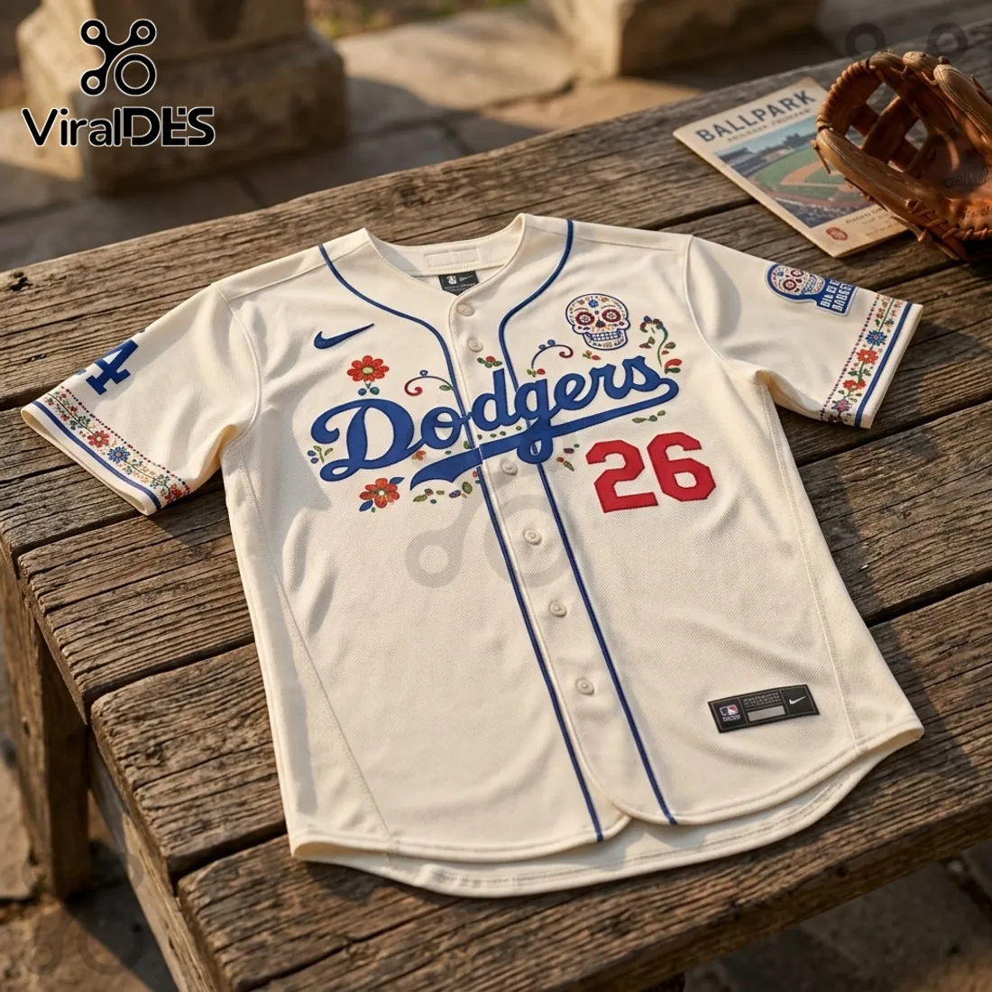 Los Angeles Dodgers Dia De Los Muertos Cream Baseball Jersey Los Angeles Dodgers Dia De Los Muertos Cream Baseball Jersey