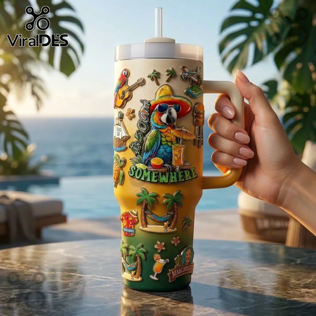 Margaritaville 5 O’Clock Somewhere 40oz Handle Tumbler Margaritaville 5 O’Clock Somewhere 40oz Handle Tumbler