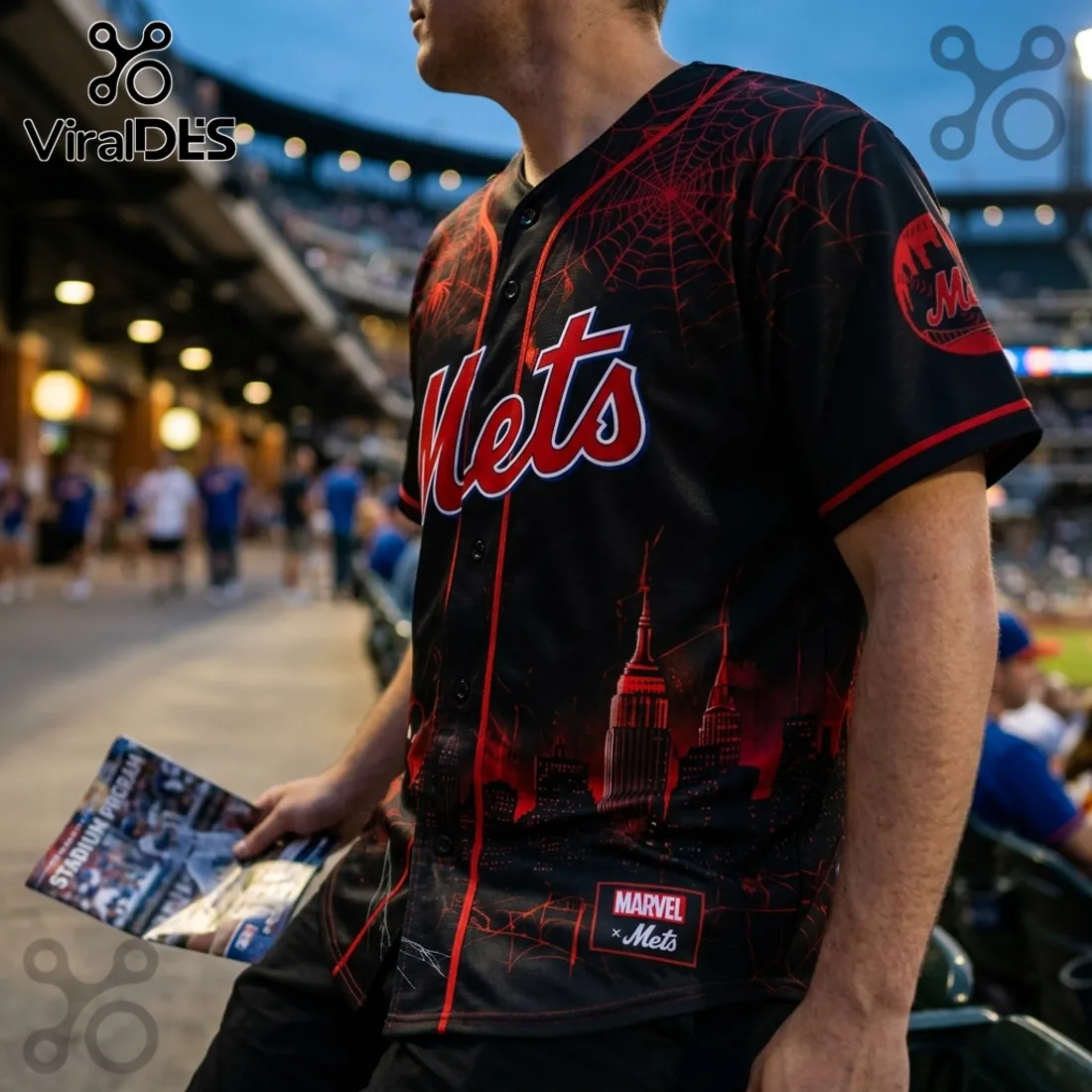 Marvel x New York Mets Spider-Man Black Red Baseball Jersey Marvel x New York Mets Spider-Man Black Red Baseball Jersey